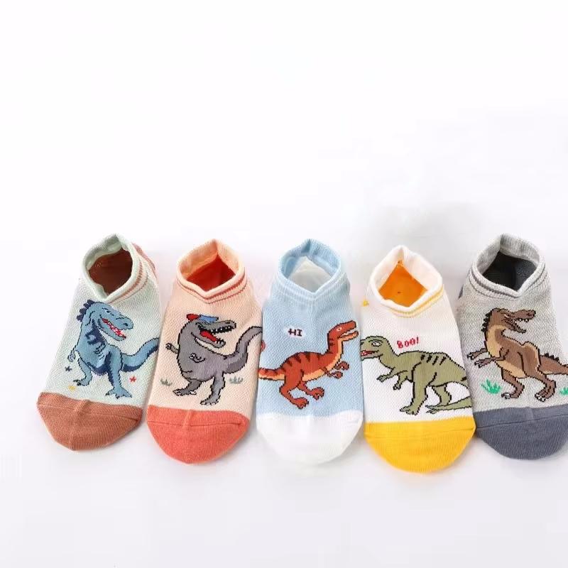 

5 пар/комплект детские носки для мальчиков с рисунком динозавра летние сетчатые повседневные детские носки с героями мультфильмов для мальчиков спортивные носки для студентов 1-12 лет S(1-3Y) разноцветный