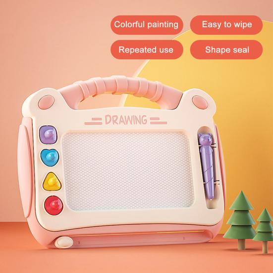 Magnetic Graffiti Board with 4 Different Pattern Stamps Erase Drawings Easily Anti-Lost