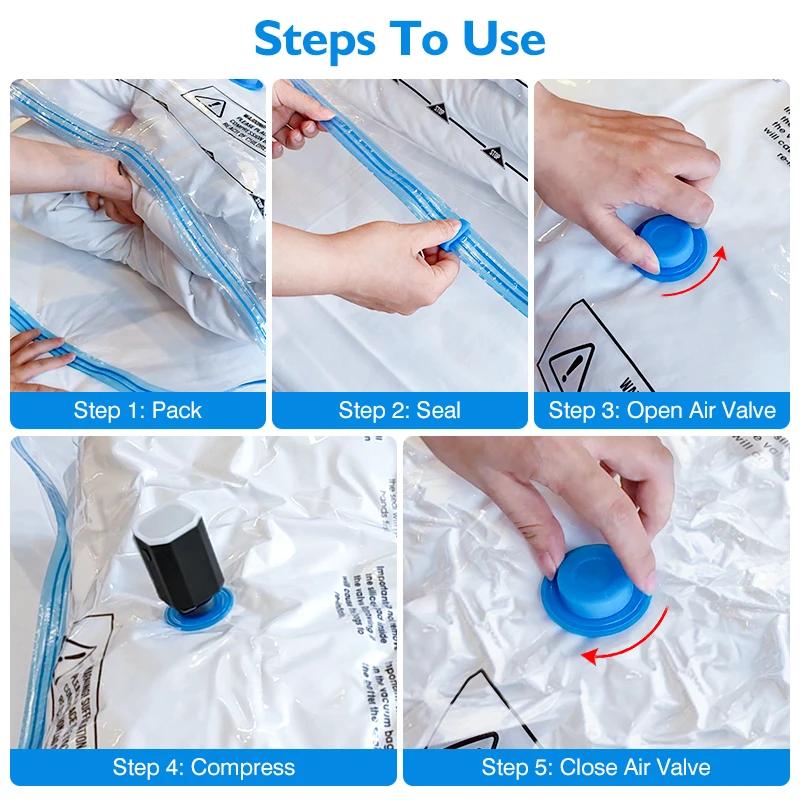 Vacuum Storage Bags with Electric Air Pump Space Saver Home Organizer Vacuum Seal Storage Bags Clothes Blanket Travel Bedding