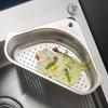 Triangle Shape Stainless Steel Sink Drain Basket Dual Function Triangle  Bathroom Storage
