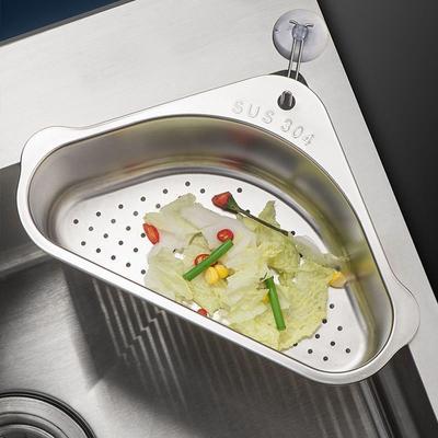 Stainless Steel Material Stainless Steel Sink Drain Basket Corner Strainer Design Space-Saving Kitchen Sink Filter