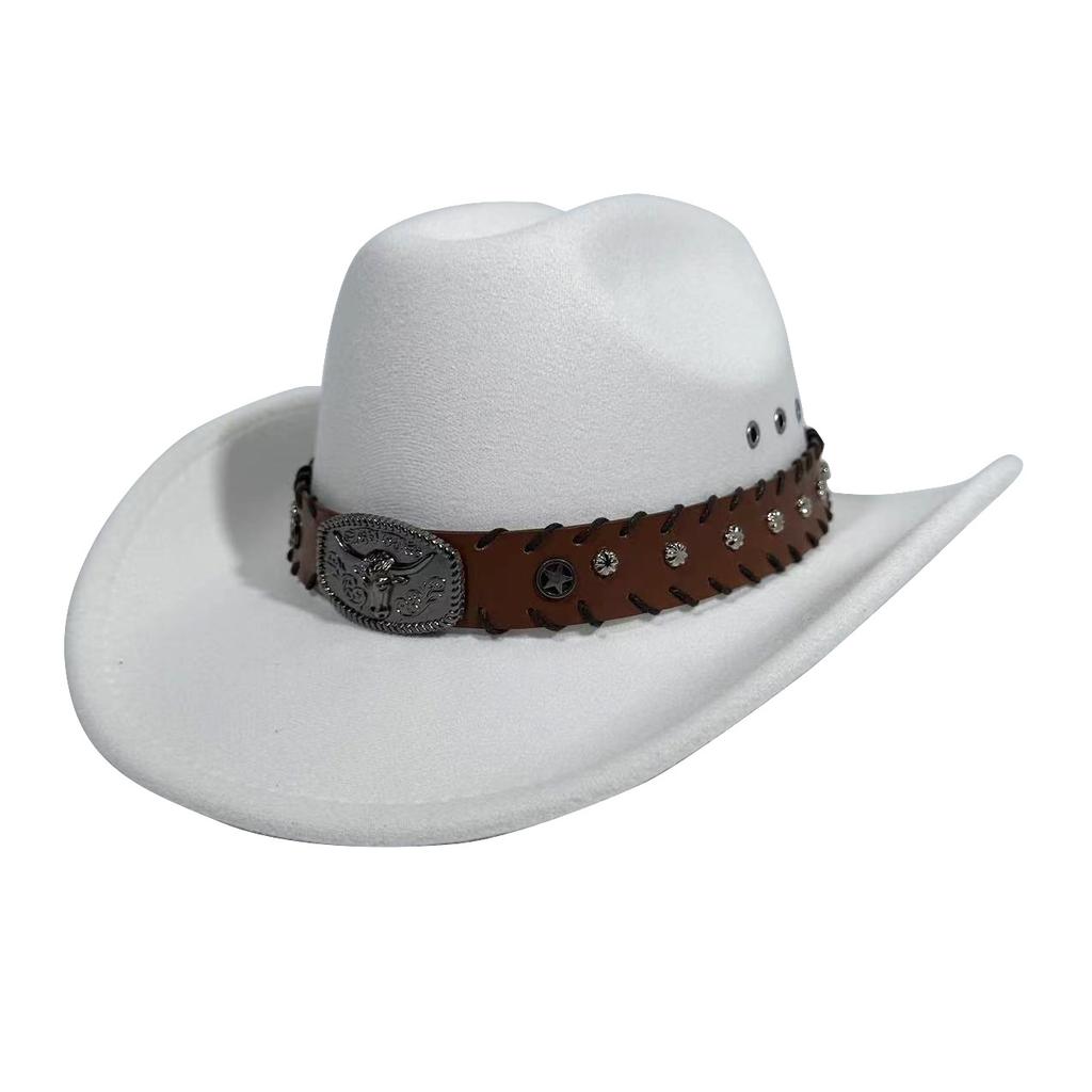 Wide Brim American Style Top Hat Western Cowboy Hat Jackson Jazz Hat Rivet Felt Hat Tibetan Style Woolen Hat Men And Women