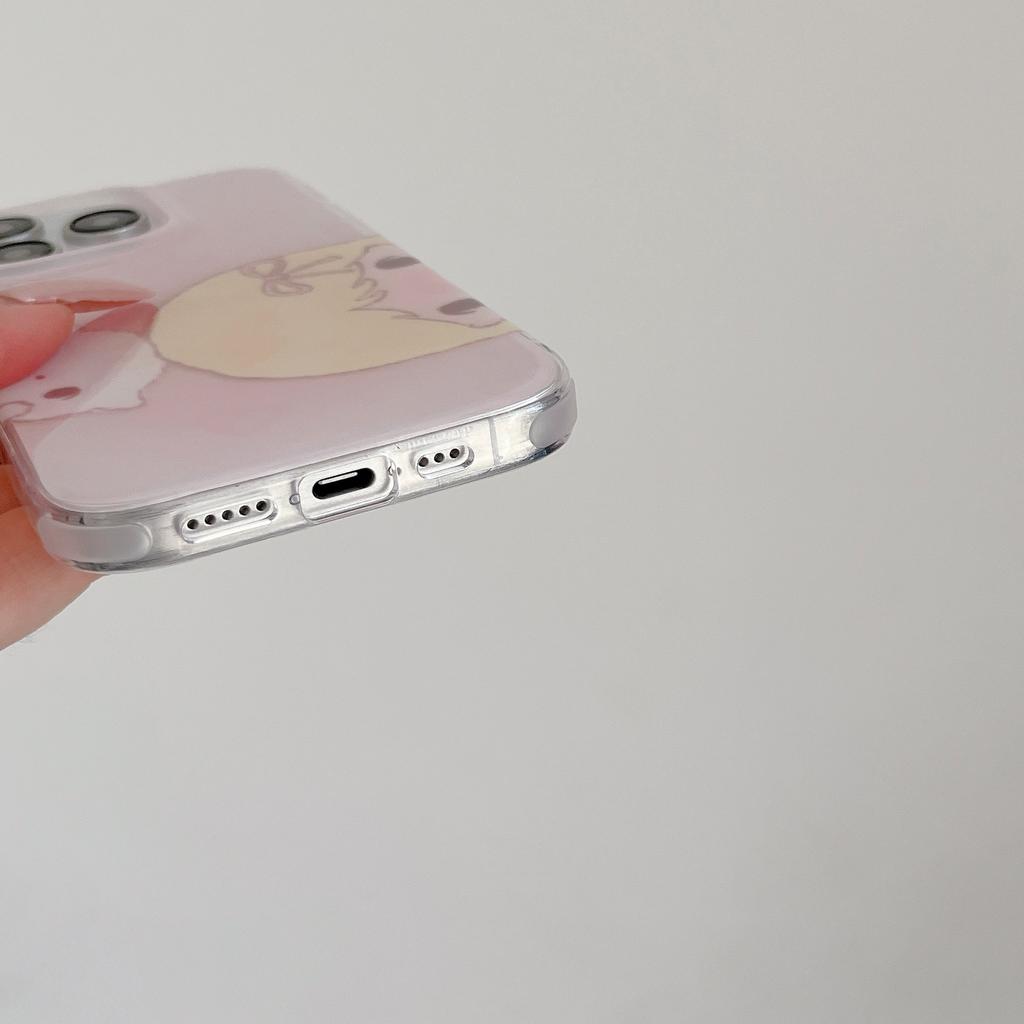 Capa de Celular Fofa de Gato e Menina Cartoon Fundo Rosa INS para iPhone 17 16 15 14 13 Pro Max Capa Traseira