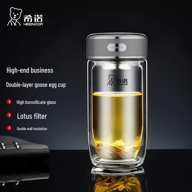 HEENOOR Double-Layer Glass Tea Infuser Bottle