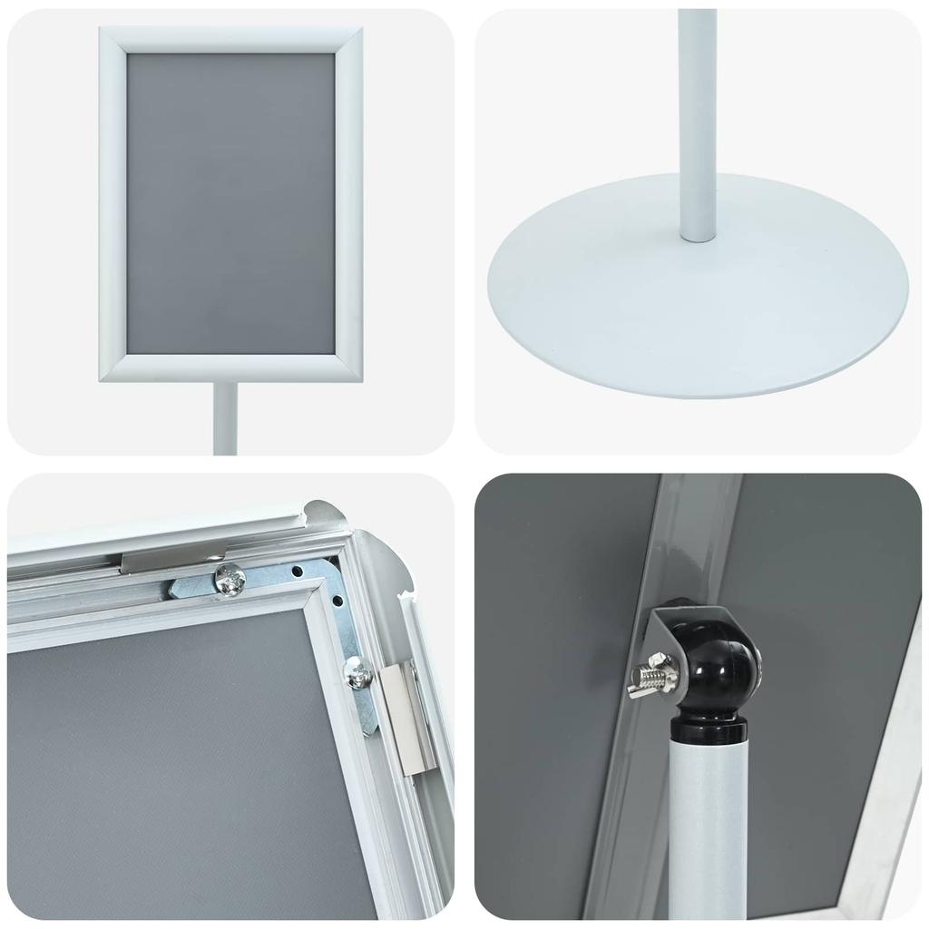 Podium Poster Stand Silver 33 X 33 X 123 Cm PVC and Steel