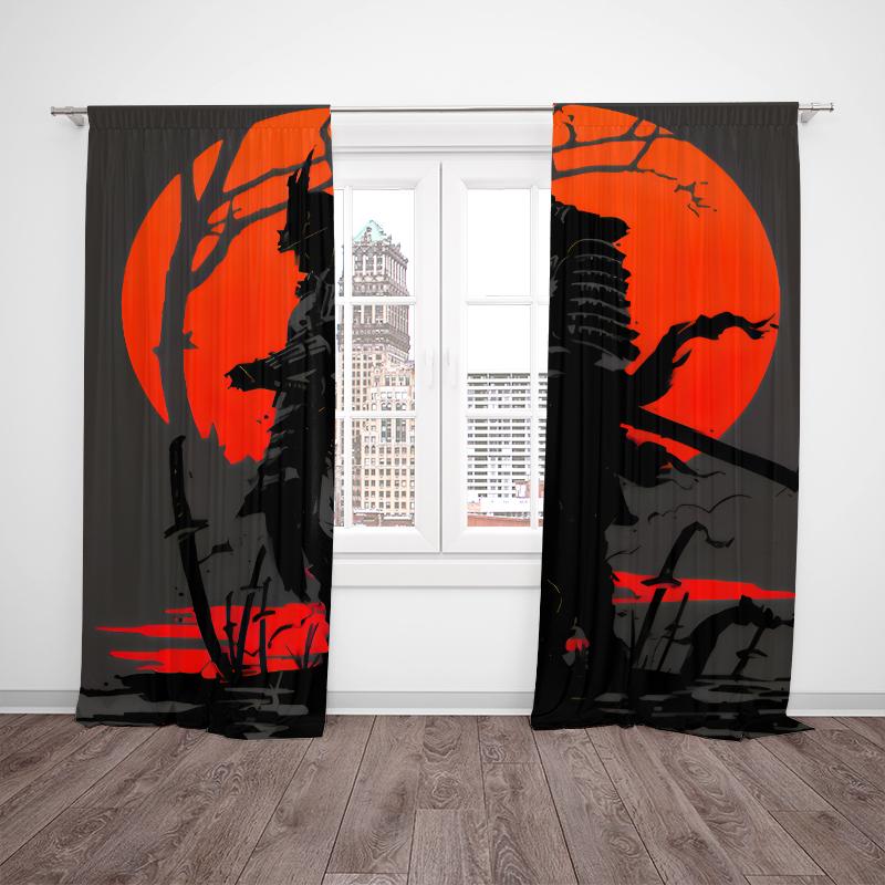 2pcs- Dusk Warrior Polyester Curtains, Pole bag curtains 42*84, bedroom, living room, home room decoration