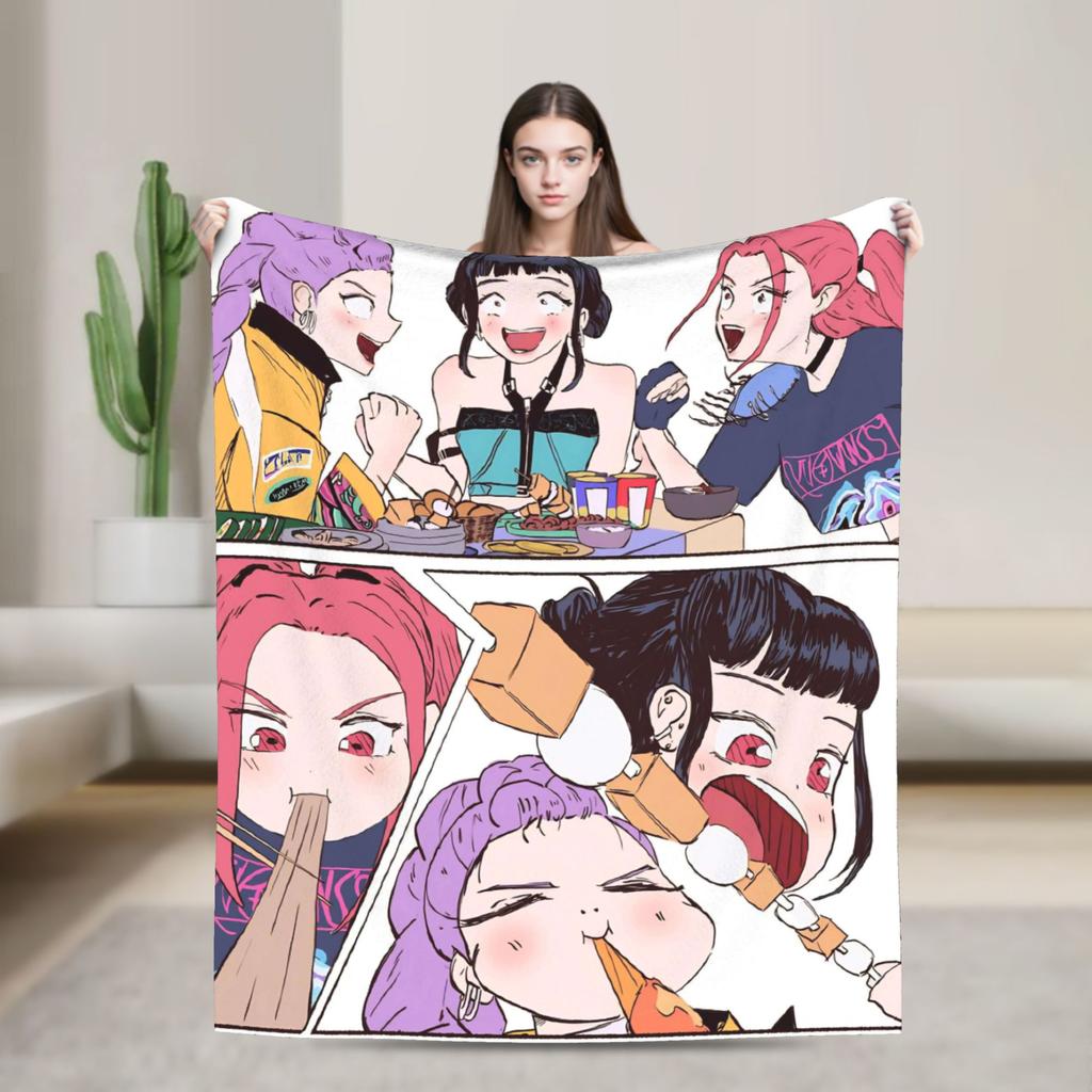 K-KPop Demons Hunters Blanket  Soft Fluffy Plush Throw Blanket For Children Living Room Flannel Bedspread Bed Cover