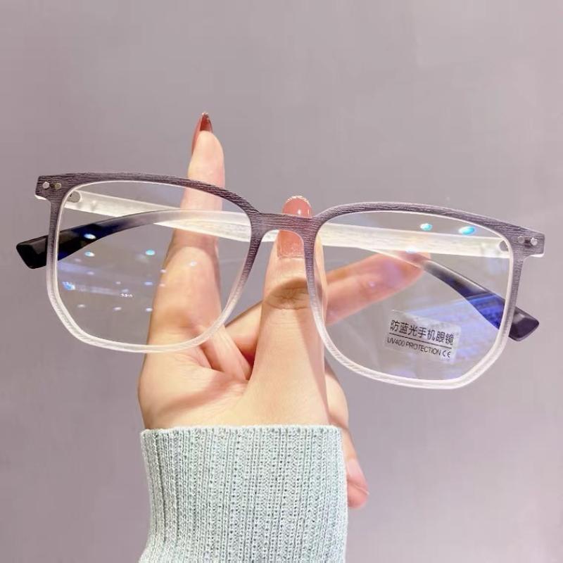 New Trend Wood Grain Frame Myopia Glasses Men Women Square Anti-Blue Light Eyeglasses Unisex Retro Vintage Diopter Eyewear
