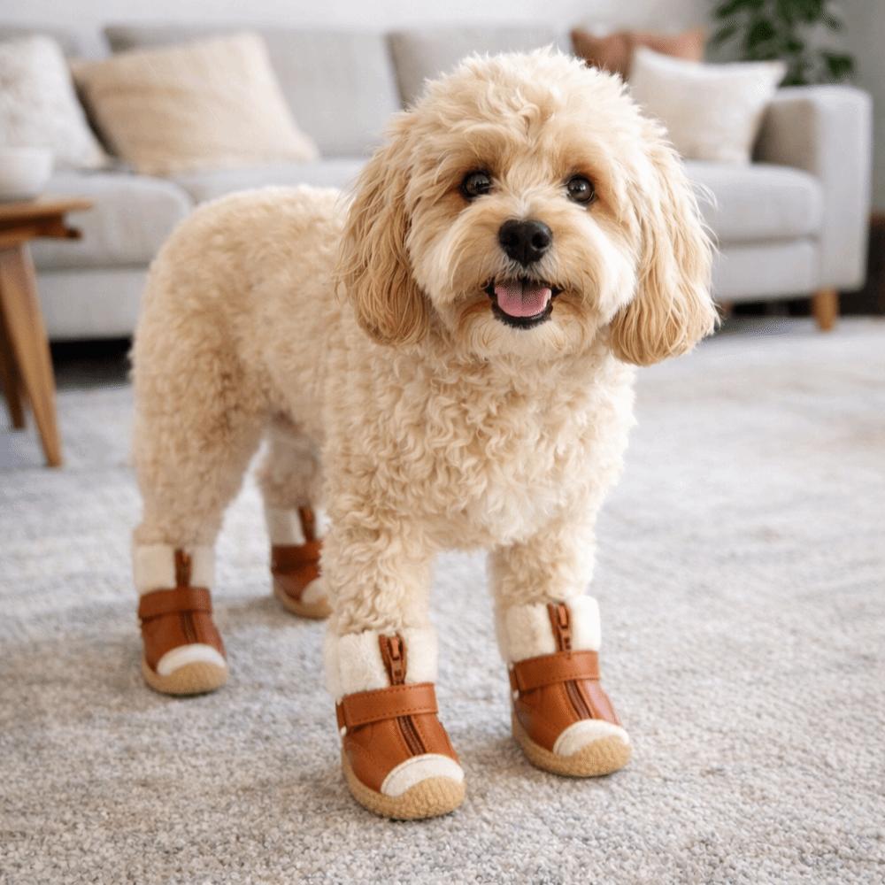 4 Stück/Set Verdicken Winter Hundeschuhe Wasserdicht Haustier Warme Stiefel Pfotenschutz Hundezubehör