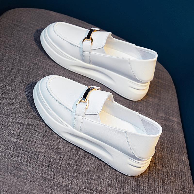 Spring and Summer Nurse Shoes Women's New Soft-soled Cowhide Breathable Anti-wear Feet Thick Soles Not Tired Feet Comfortable Little White Shoes