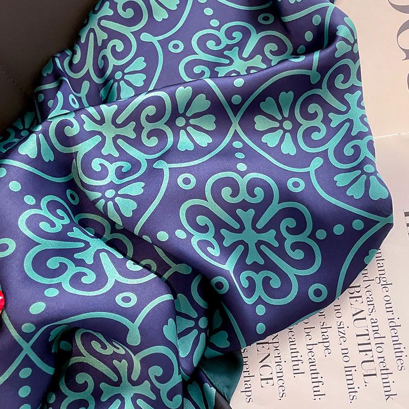 1116 Korean version of fashion simulation silk temperament long silk scarf women's autumn and winter warm scarf dual-purpose shawl spring and autumn
