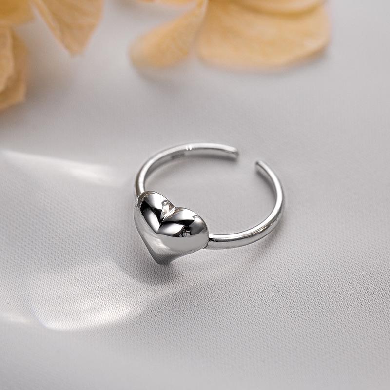Banyan Tree S925 Silver Korean Love Heart Ring - Simple, Sweet, Fashionable Index Finger Ring
