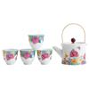 Kung Fu Ceramic Travel Tea Set with Overglaze Enamel Peony Teapot