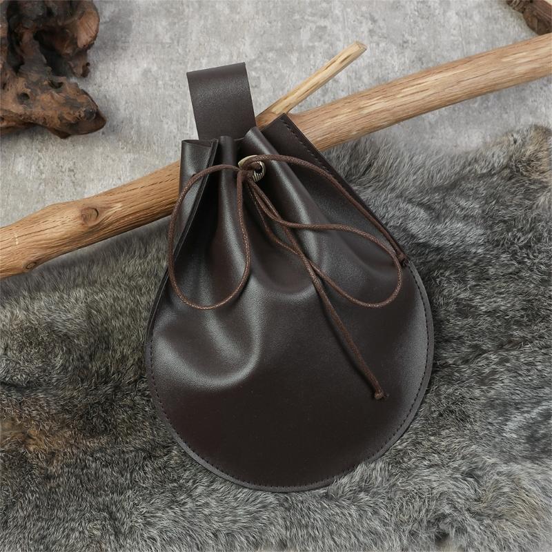 Medieval Faux Leather Belt Pouch,Portable Retro Renaissances Belt Bag Coin Purse Dices Bag for LARP,Halloween Cosplay