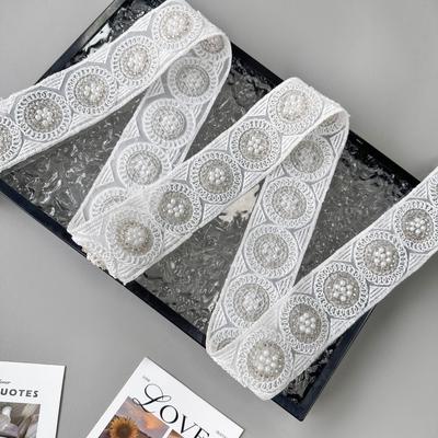 4.5Cm Handgefertigte Perlenstränge Ethnischer Stil Barcode Kleidung Ausschnitt Manschetten Gürtel Dekorative Spitze Accessoires