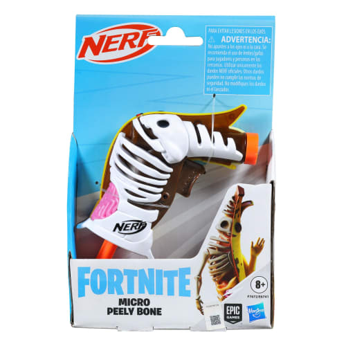 Hasbro Nerf Micro Shot Fortnite Peely Bone Mini Blaster, Design Based on Fortnite Peely Bone, Includes 2 Nerf Elite Darts, Fortnite Nerf Blaster F7672