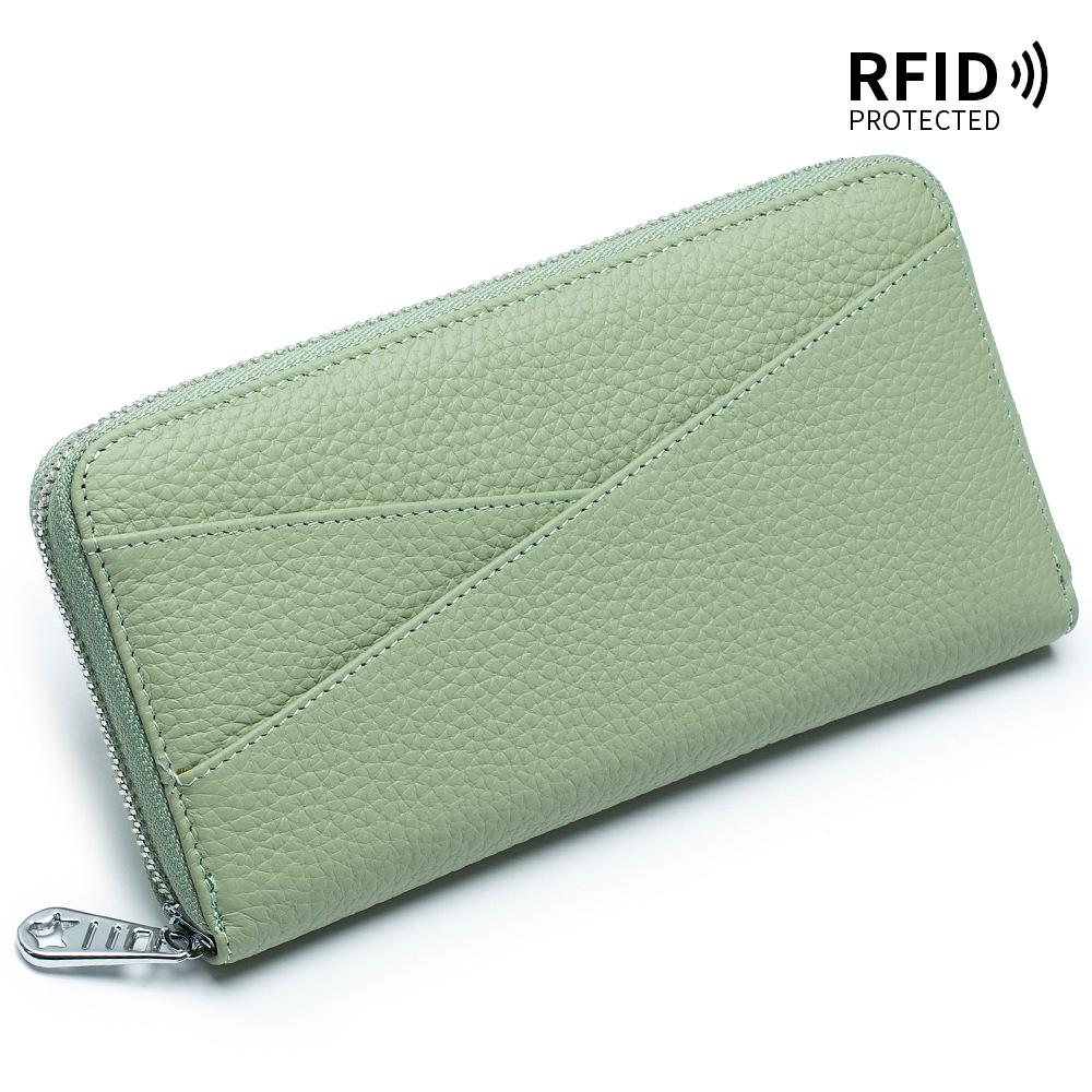 Damski portfel długi akordeonowy z prawdziwej skóry z ochroną RFID