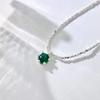 Broken Pieces, Two Grandmothers, Green Diamond Necklace, French Retro Court Style, White Diamond Collarbone Chain, Temperament