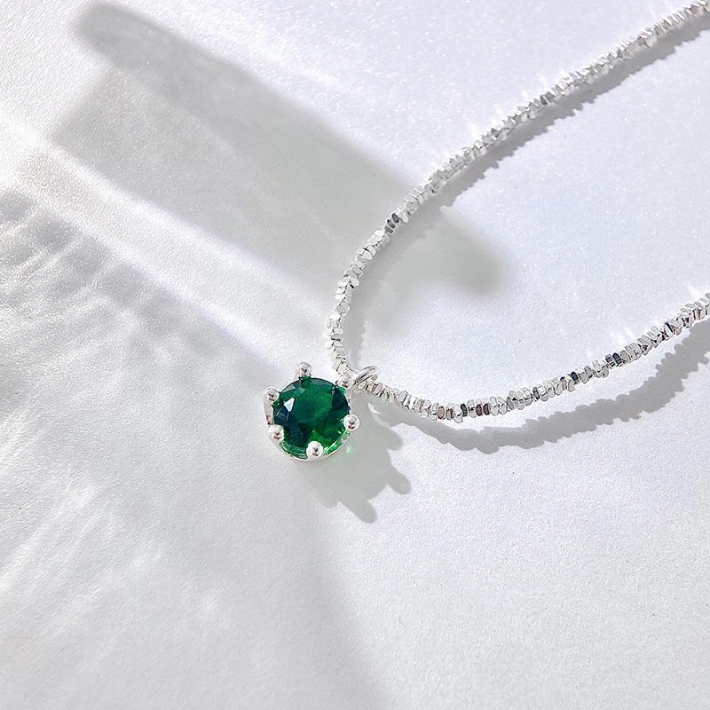 Broken Pieces, Two Grandmothers, Green Diamond Necklace, French Retro Court Style, White Diamond Collarbone Chain, Temperament