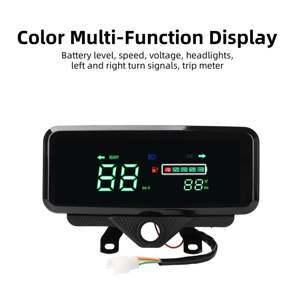 Panel de Instrumentos con Pantalla LCD 48-72V para Triciclo Eléctrico E-Bike Indicador de Batería Velocímetro Panel Impermeable con Alimentación