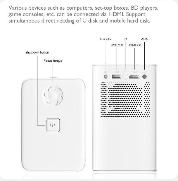HONGTOP S30 Max 400 Ansi Lumens Global Version 4K Mini Portable Projector Android 10 2GB+16GB Theater Beamer For Home Theater