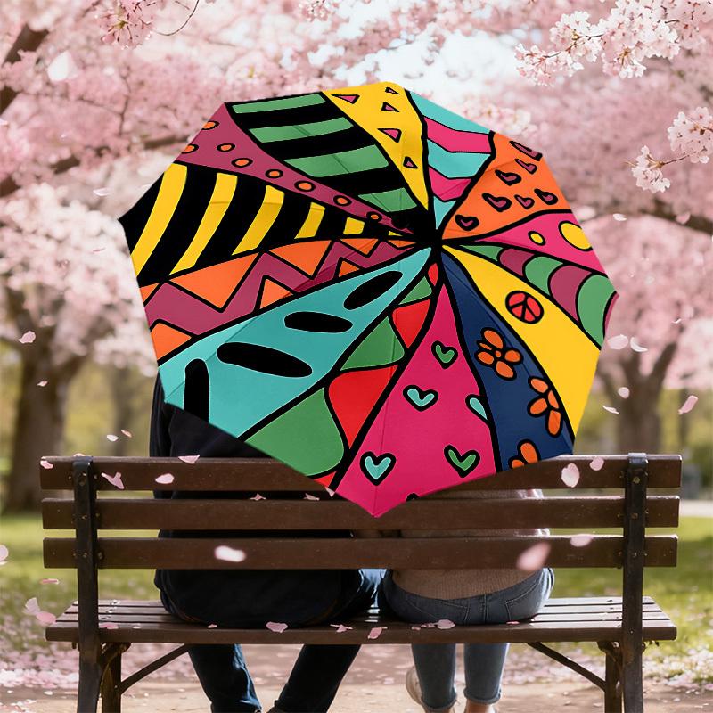 1PC pattern shapesAutomatic Open/Close Umbrella with Windproof, 8-Rib Sturdy Canopy, Durable Ribs, Fashionable Design, Outdoor Accessory, Fun Prin, Ho