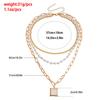 Versatile imitation pearl chain multi-layer necklace, simple retro square fritillary pendant necklace