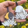 Acrylic Kawaii Cartoon Cat Keychain Pendant Funny Rotatable Pull Play Egg Cat Keyring Accessories for Backpack Decor Gift