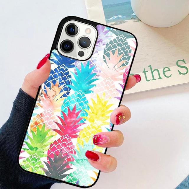 Watercolor Palm Leaves PINEAPPLE Phone Case Cover for iPhone 17 Air 16 15 14 13 11 12 Pro Max Plus Shell Coque