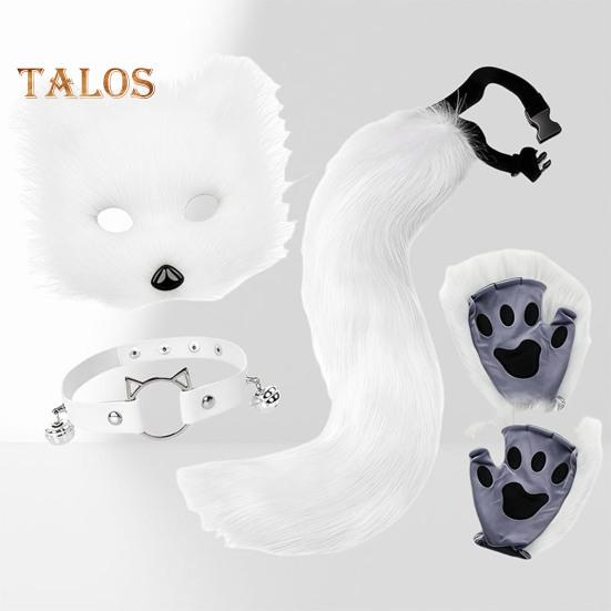 Faux Fur Fox Tail Set Cat Wolf Cosplay Costume Plush Masque Fluffy Paw Gloves Halloween Christmas Party Role-Playing Accessories