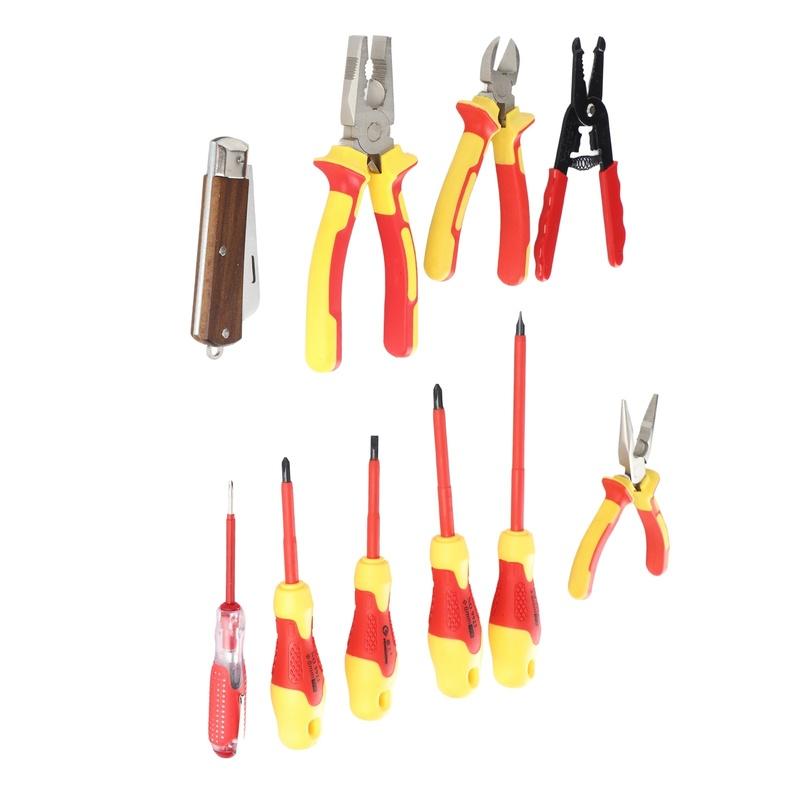 10 Pcs ulated Electrician Tool Set with Slotted Cross Head Tip Electrician Screwdriver Set