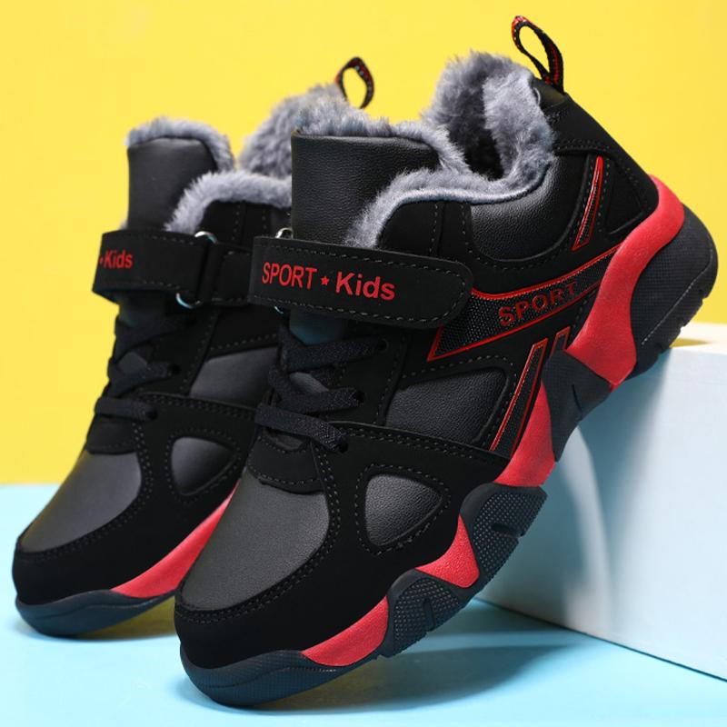 

Детские кроссовки Зимние плюшевые теплые кожаные удобные теннисные туфли Повседневная уличная спортивная обувь Удобные теннисные туфли для детей 28 красный