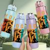1PC Yoga Letter Art 750ml Color Plastic Sports Water Bottle Leakproof Flip Straw Lid Suitable for Sports Office Home Use