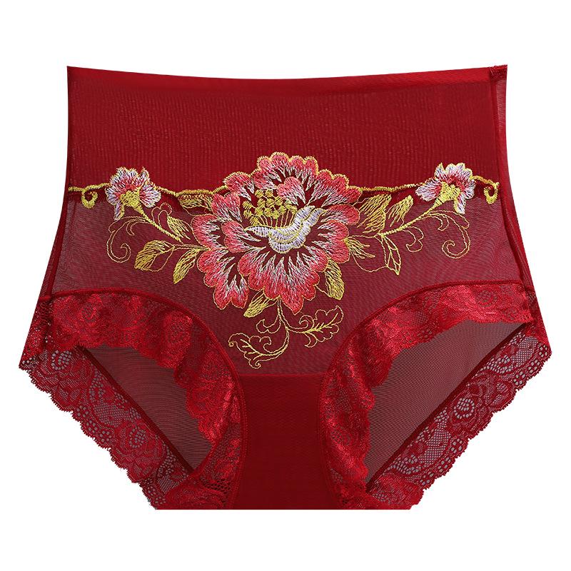 Spitze Slips mit hohem Bund und Hüfthebung mit gesticktem Baumwollzwickel