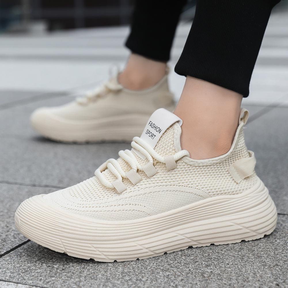 

2025 spring men s shoes casual shoes new flying woven versatile casual simple breathable one-pedal sports mesh shoes tide 39