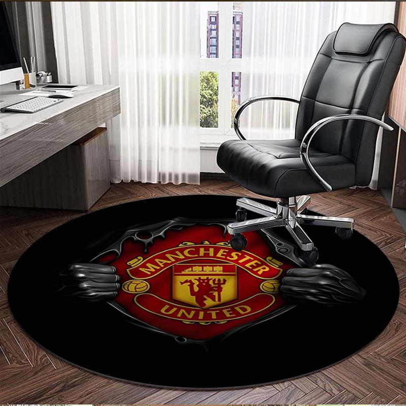 Manchester United F.C Print Round Rug, Washable Floor Carpet, For Entryway Dorm Laundry Room Office Study, Home Decor Birthday Christmas Gift