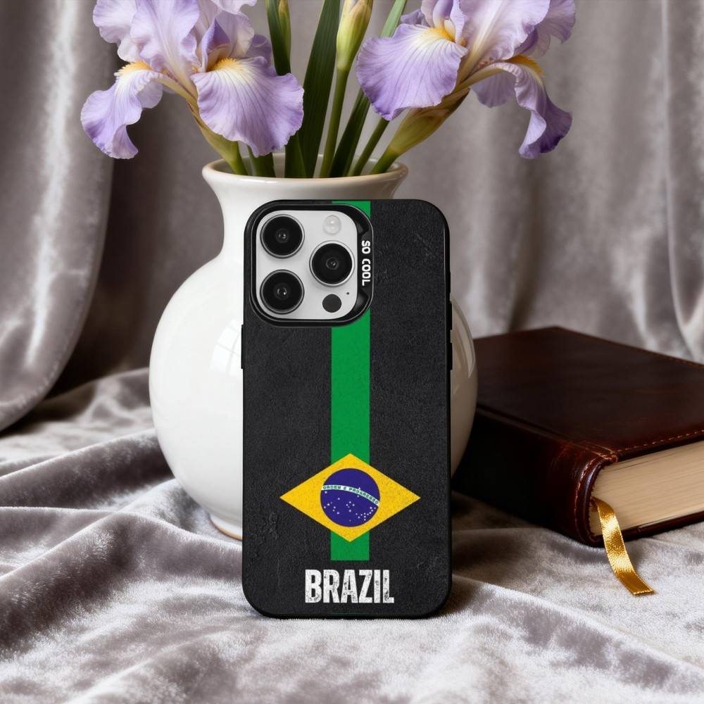 COOL B-Brazilian-N F-Flag-G ART Phone Case For iPhone17,16,15,14,13,12,11 Plus,Pro Max Black Candy silver phone case iPhone16e