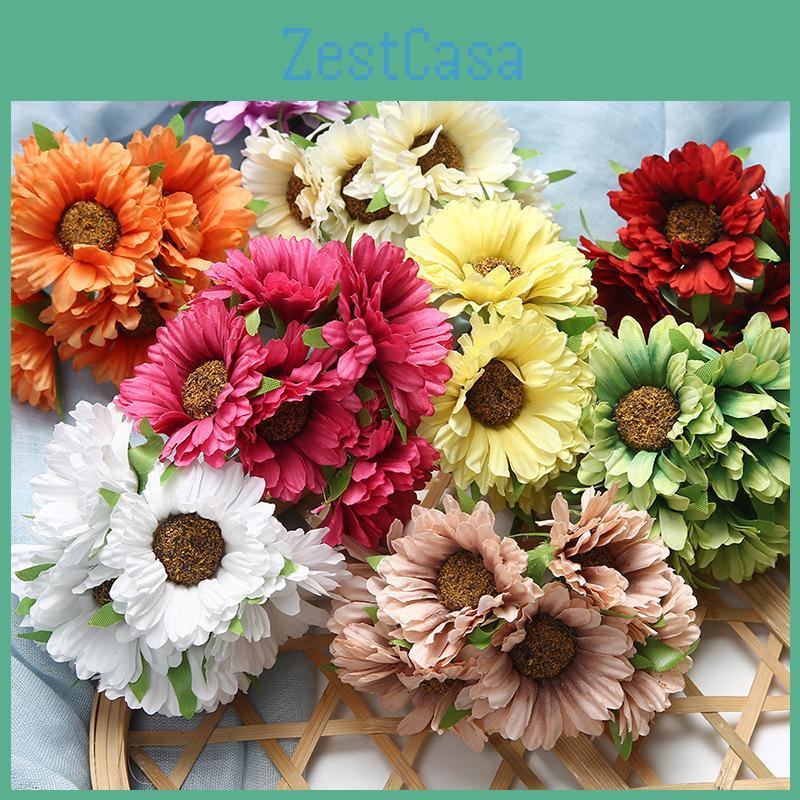 Lifelike 6pcs Artificial Gerbera Daisy Fake Silk Flower For Elegant Wedding Decor