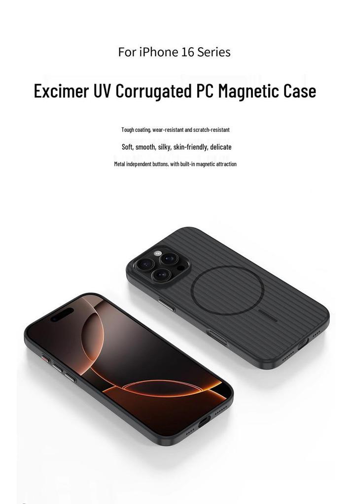 Corrugated Magnetic iPhone 17 Pro Max Skin-Feel PC Drop-Proof Protective Case