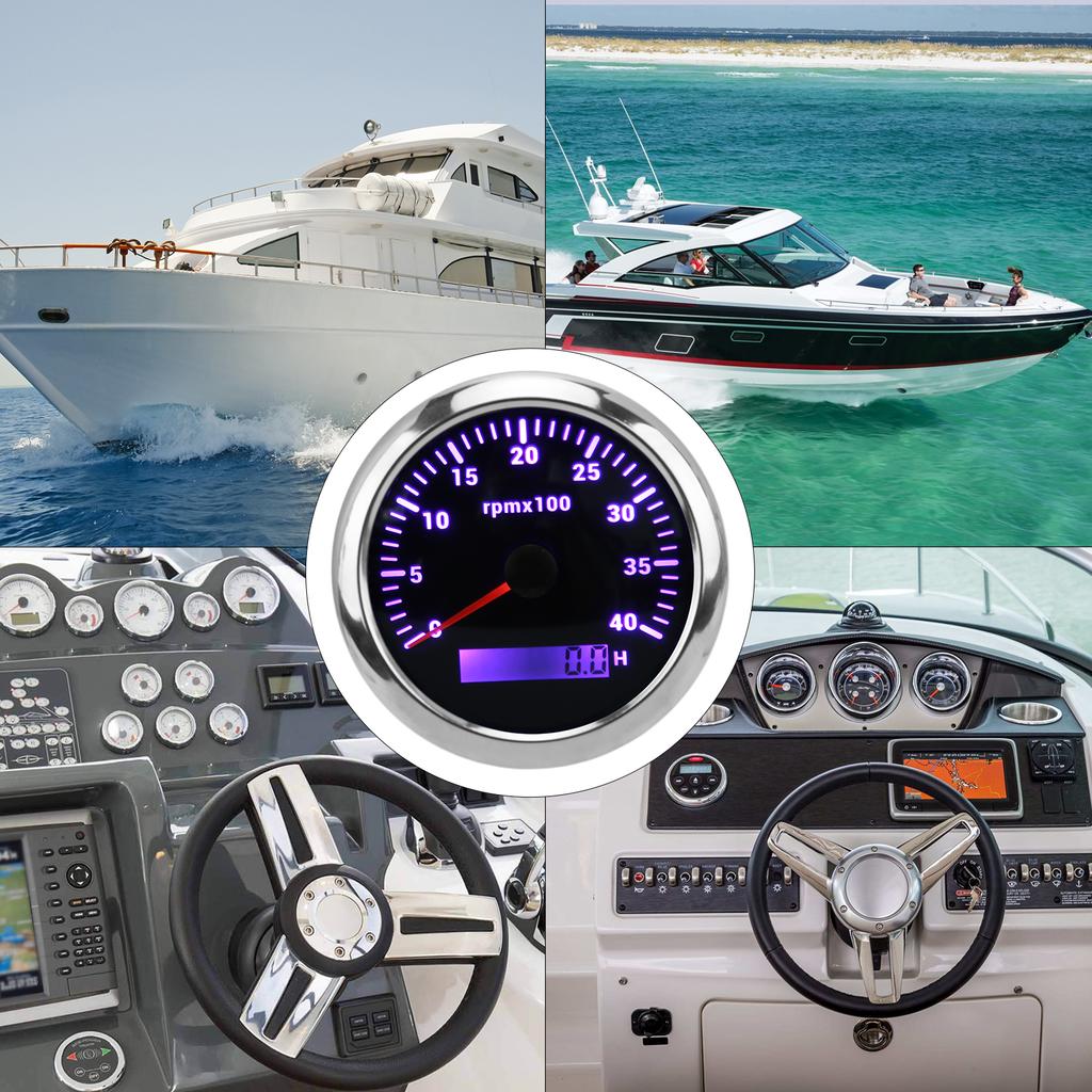 4000RPM Tachometer Tachometer Gauge 85mm Tachometer Gauge 4000RPM IP67 Waterproof with 7 Color Backlight for Car Boat RV Yacht
