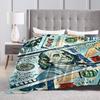 Giant Money Background 100 Dollar Bills Manga Blankets Warm Flannel Throw Blanket Bedding for Bed Living Room Picnic Home Couch