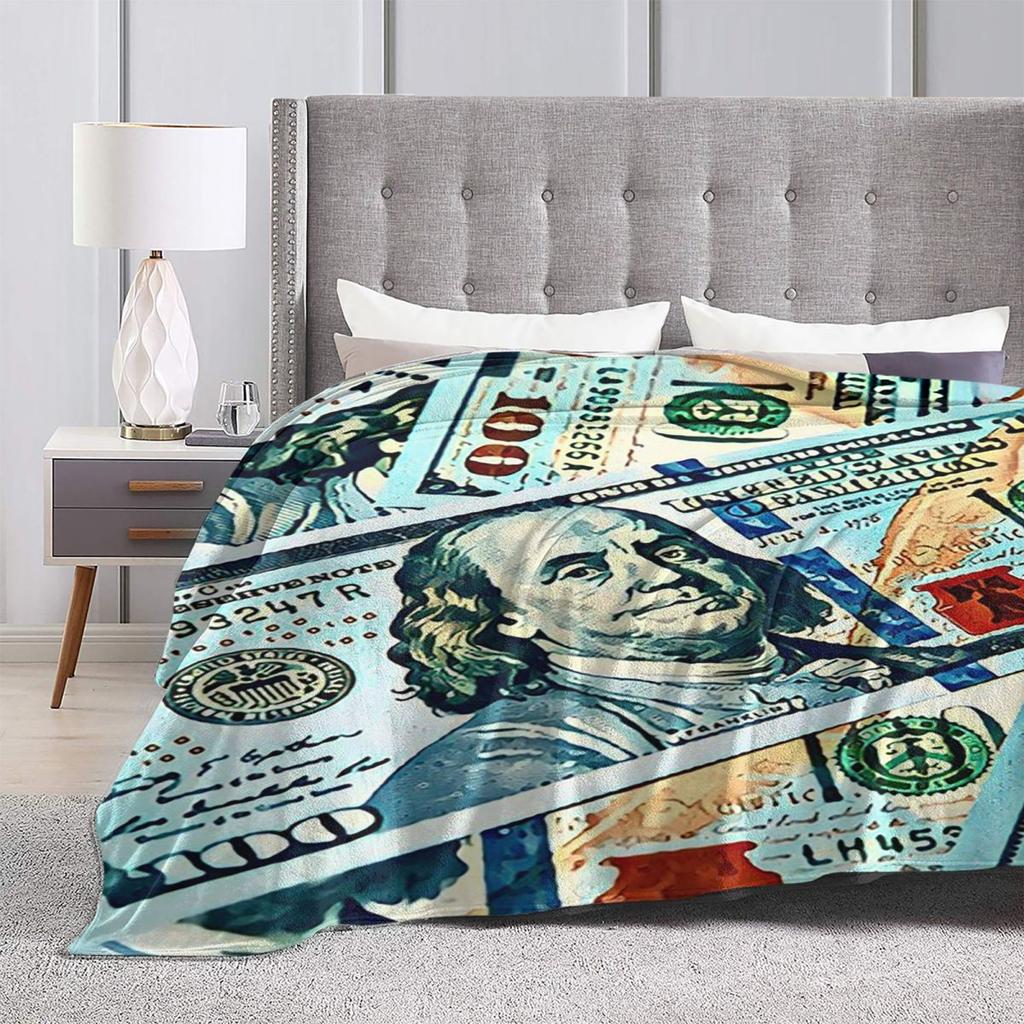 Giant Money Background 100 Dollar Bills Manga Blankets Warm Flannel Throw Blanket Bedding for Bed Living Room Picnic Home Couch