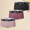 FINETOO 3Pcs/Set Mid-Waist Underpants Lace Boxer Briefs For Women Sexy Transparent Underwears Comfortable Soft Panties S-XL Size