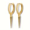 Gold-Plated Zirconia Cone Stud Earrings, INS Style Ear Cuff, Hip Hop Fashion Accessories for Women.
