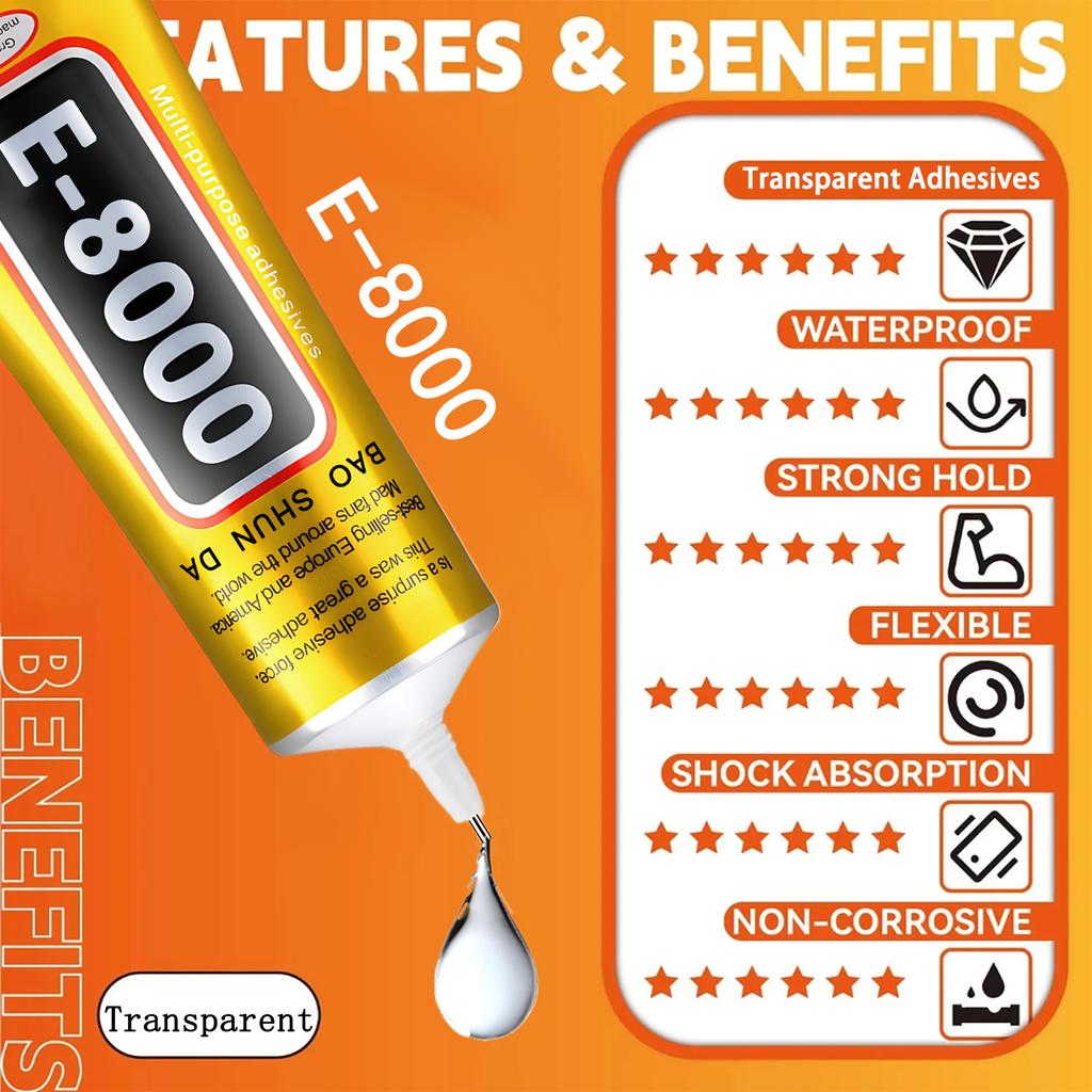 T7000/E8000 Mobile Phone Adhesive – Factory Direct, Buy One Get One Free. Ideal for schools, home DIY projects, jewellery, displays, toy mode