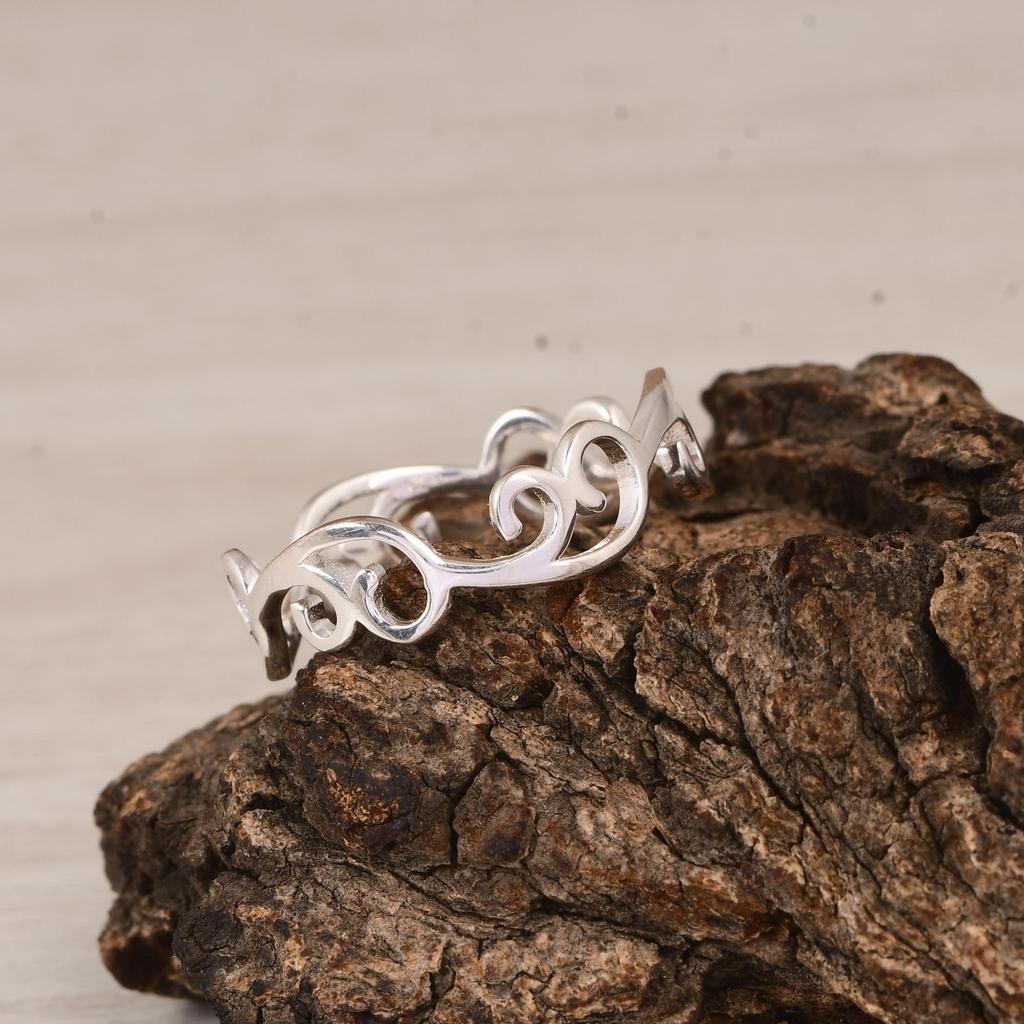 Sterling Silver Filigree Scroll Ring | Handmade 925 Silver Openwork Band | Minimalist Vintage Silver Ring | Everyday Silver Jewelry