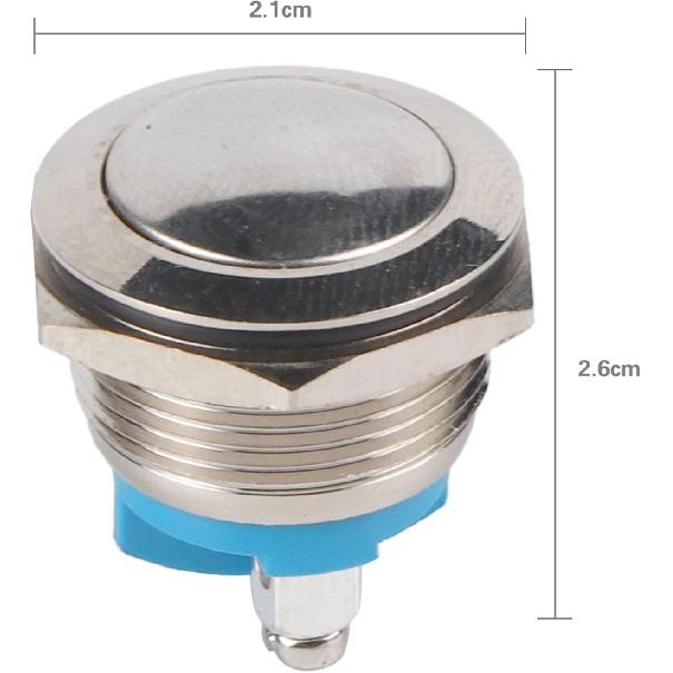 Majatou Push Button Switch, 19mm Waterproof Car Metal Shell Momentary Raised Top Push Button Switch, Car Metal Push Button Horn Momentary Switch 12V