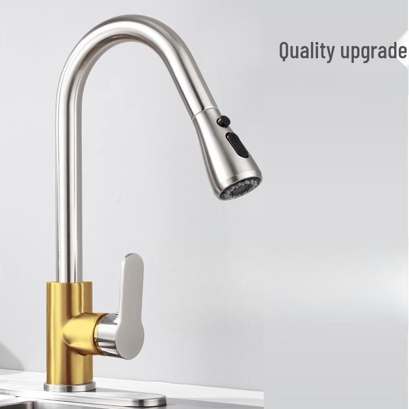 304 Stainless Steel Pull-Out Kitchen Faucet with 4 Spray Modes