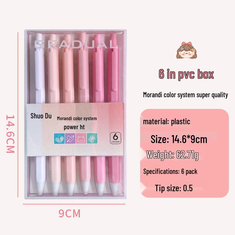 Morandi Color Quick-Dry Ballpoint Pen Set - High-Value Student Neutral Pen in Black