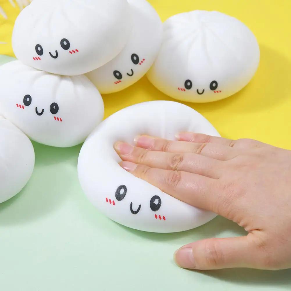 In Stock White Dumpling Steamer Bun Ornament Slow Rebound Soft Pinch Decompression Office Home Decor  Adults  Gift